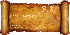 Preil Korvin névjegykártya